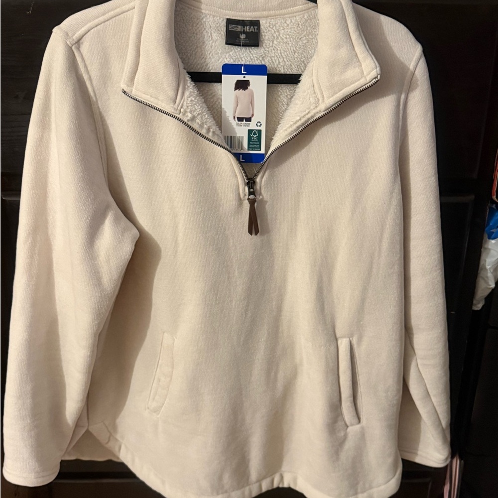 32 degrees Cream Quarter-Zip Fleece Pullover